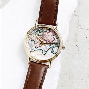 On the map leather watch